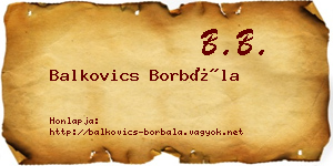 Balkovics Borbála névjegykártya